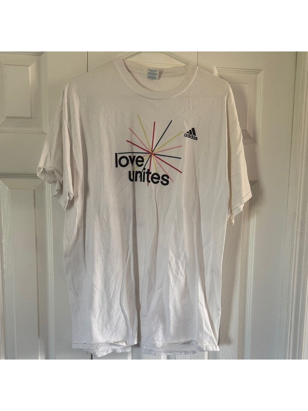 Adidas White T-Shirt with Love Unites Graphic
